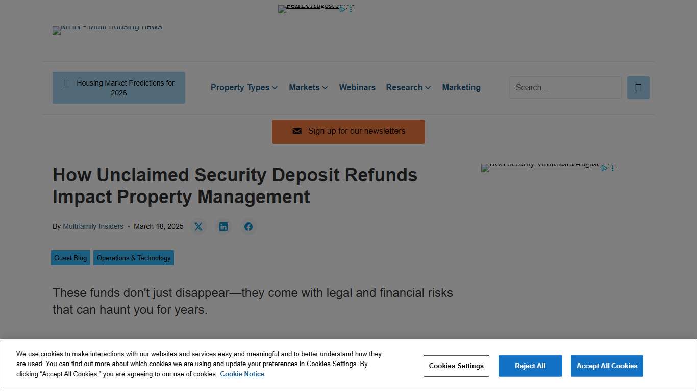 How Unclaimed Security Deposit Refunds Impact Property Management - Multi-Housing News